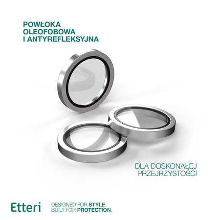 Etteri Camera Lens Protector szkło na aparat do iPhone 15 Pro / 15 Pro Max srebrny