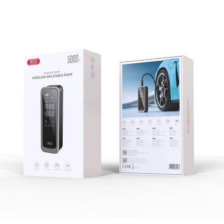 XO pompka do kół CZ018 czarna uniwersalna 5000mAh bezprzewodowa