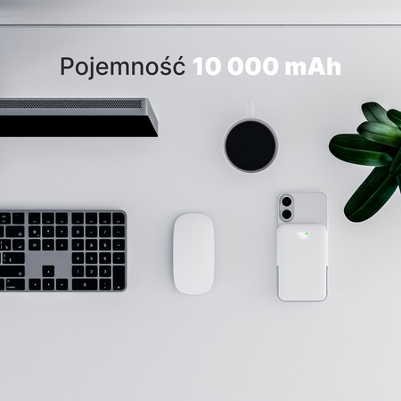 QUALO MagSafe power bank 10000 mAh z LED i podstawką biały QMPB5-LD-00