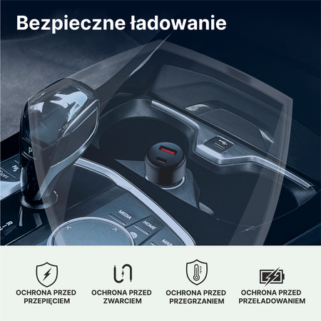 QUALO Recycling ładowarka samochodowa USB-A USB-C czarna 32W QRLS-AC-01-32