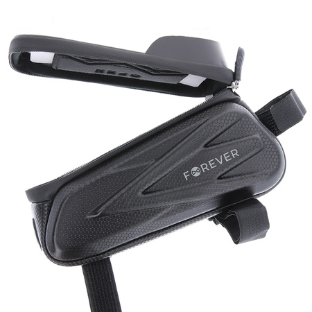 Forever Outdoor wodoodporna torba rowerowa ze wzmocnionymi bokami oraz uchwytem na telefon czarna