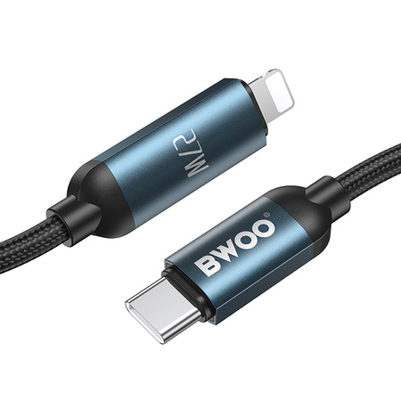 BWOO kabel Pleciony USB-C - Lightning 1m 27W z animowanym podświetleniem czarny