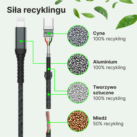 QUALO recycling kabel USB-C/Lightning 2,4A 1m QRC-CL-01
