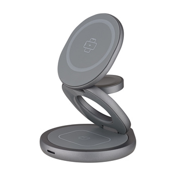 QUALO MagSafe Ładowarka indukcyjna z funkcją uchwytu 24W szara QMLI-24-18