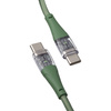 QUALO Transparent kabel nylonowy USB-C - USB-C 1,5m 3A 60W zielony QTCN-CC-04