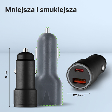 QUALO ładowarka samochodowa aluminowa USB-C USB-A 38W QLS-AC-38