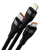Baseus kabel 3w1 Flash II USB + USB-C - Lightning + USB-C + microUSB 1,5 m 3,5A czarny 100W