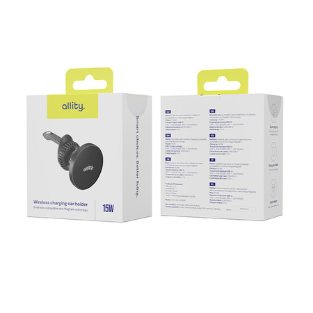 Allity uchwyt samochodowy do kratki ACH-300 magnetyczny z ładowaniem bezprzewodowym czarny 15W