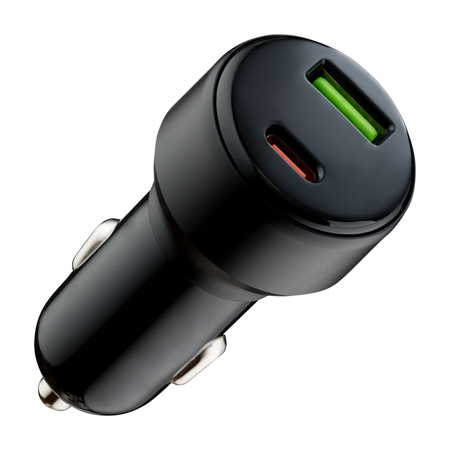 QUALO Recycling ładowarka samochodowa USB-A USB-C czarna 32W QRLS-AC-01-32