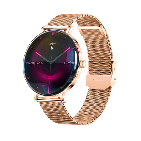 Forever Smartwatch SB-370 Lucca Różowe Złoto - Pasek w panterkę