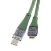 QUALO Transparent kabel nylonowy USB-C - Lightning 1,5m 2,4A zielony QTCN-CL-04