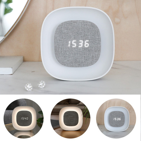 Budzik z nocną lampką LED PURE FNL-03 BJORN biały kwadratowy Forever Light