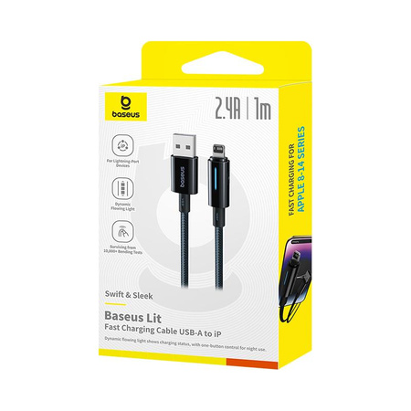 Baseus Lit kabel USB - Lightning 1m 2.4A kosmiczna Czerń