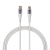 QUALO Transparent kabel nylonowy USB-C - Lightning 1,5m 2,4A biały QTCN-CL-00