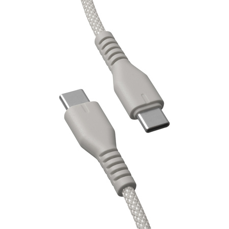 QUALO kabel nylonowy USB-C - USB-C 1,5m 3A 60W szary QKN-CC-18