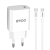 BWOO ładowarka sieciowa PD CDA159 USB-C + kabel USB-C - USB-C 20W biała
