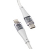 QUALO Transparent kabel nylonowy USB-C - Lightning 1,5m 2,4A biały QTCN-CL-00
