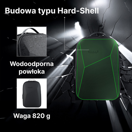 QUALO plecak sztywny wodoodporny z portem USB czarny QPS-W-USB-01