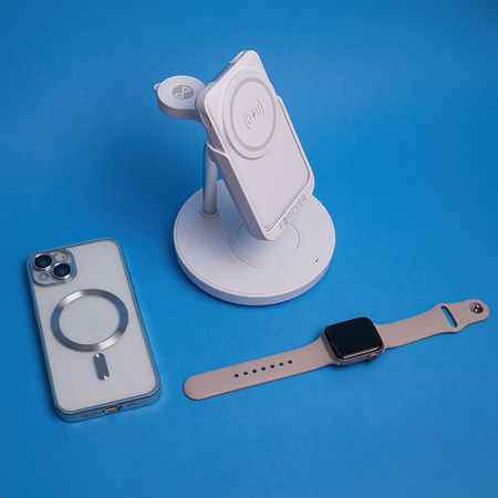 Forever stacja ładująca bezprzewodowa magnetyczna z power bankiem MACS-100 biała 5w1