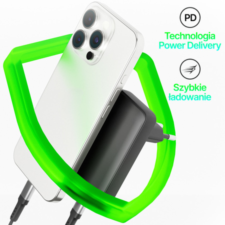 QUALO ładowarka sieciowa GaN ultra slim USB-A USB-C PD 45W czarna QLS-GN-US-AC-45-01