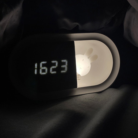 Budzik z nocnym króliczkiem LED PURE FNL-05 INGRID biały podłużny Forever Light