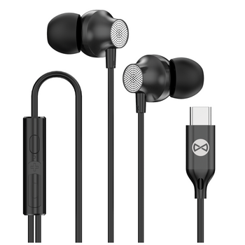 Forever słuchawki przewodowe EP-02 dokanałowe  USB-C czarne