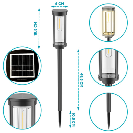 Lampa solarna LED SUNARI FLS-97 Słupek CLASSIC 3000K 500 mAh Ni-MH Forever Light