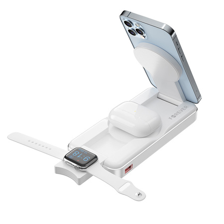 Forever power bank bezprzewodowy MATB-300 10000 mAh 3w1 biały