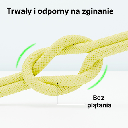 QUALO kabel nylonowy USB-C - Lightning 1,5m 2,4A zółty QKN-CL-05
