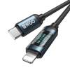 BWOO kabel Pleciony USB-C - Lightning 1m 27W z animowanym podświetleniem czarny