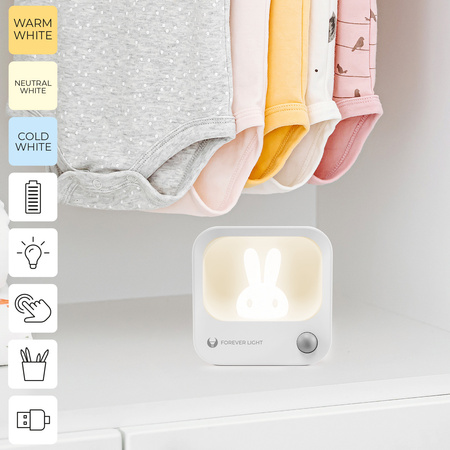 Lampka nocna LED z króliczkiem FLC-10 PIR biała 500mAh Forever Light