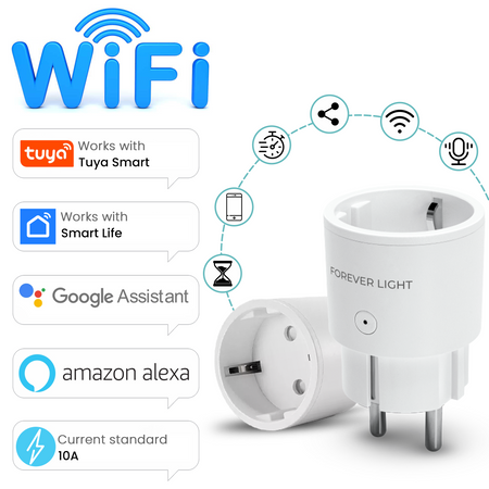 Forever Light Gniazdo Sieciowe WiFi Smart 240V 10 A - FLSP10B