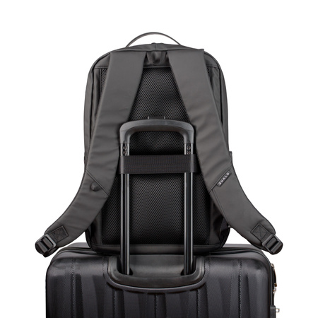 QUALO plecak sztywny wodoodporny z portem USB czarny QPS-W-USB-01