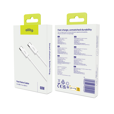 Allity kabel AUC-03 USB-C - USB-C 2,0 m 60W biały