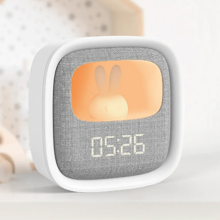 Budzik z nocnym króliczkiem LED PURE FNL-06 AURORA biały kwadratowy Forever Light
