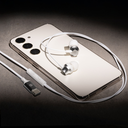 Forever słuchawki przewodowe EP-02 dokanałowe USB-C białe