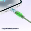 QUALO Transparent kabel nylonowy USB-C - Lightning 1,5m 2,4A zielony QTCN-CL-04