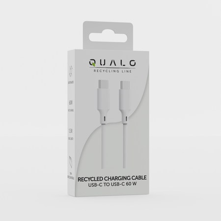 QUALO Recycling kabel USB-C - USB-C 1,5m 3A 60W biały QRC-CC-00