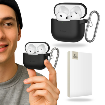 Etui Tech-Protect Silicone Hook do Airpods 4 czarne TTT