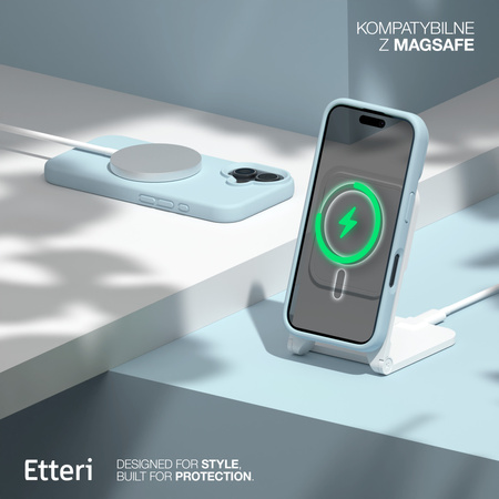 Etui Etteri Silicone Mag do iPhone 16e jasnoniebieskie