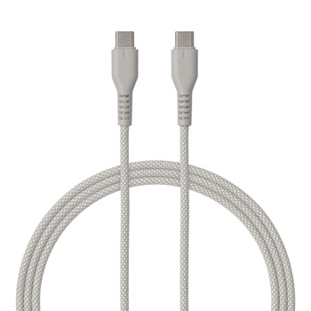 QUALO kabel nylonowy USB-C - USB-C 1,5m 3A 60W szary QKN-CC-18