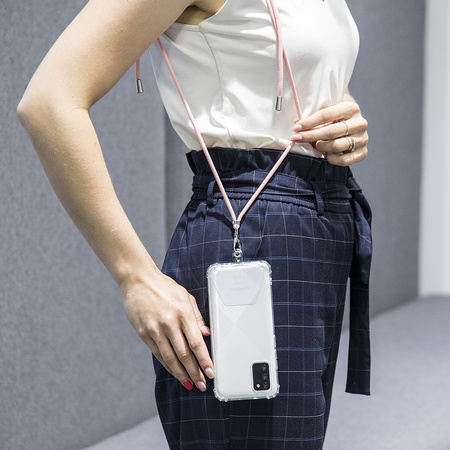 Uniwersalna tasiemka/smycz na szyję do telefonu fioletowa