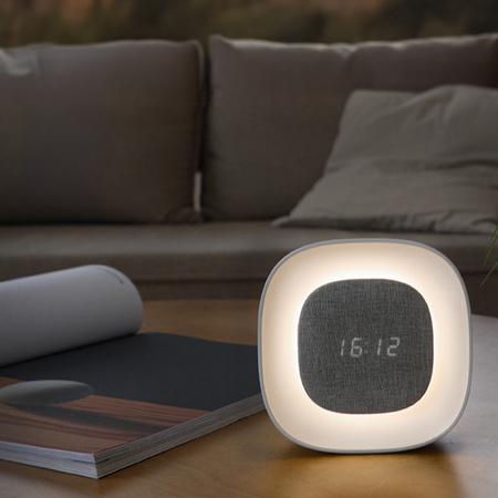 Budzik z nocną lampką LED PURE FNL-03 BJORN biały kwadratowy Forever Light