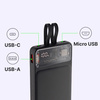 QUALO Transparent power bank 10000 mAh PD z LED 22.5W czarny QTPB10-LD-23-01