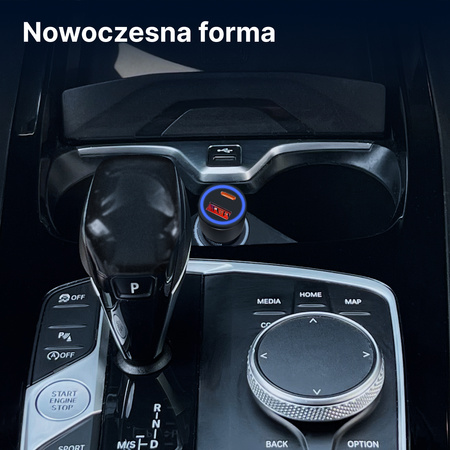 QUALO ładowarka samochodowa aluminowa USB-C USB-A 38W QLS-AC-38