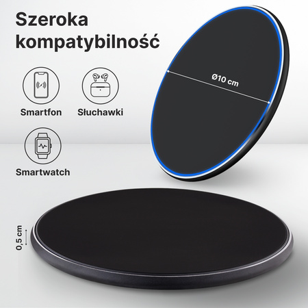 QUALO ładowarka indukcyjna 20W matowa czarna QLI-M-20W-01