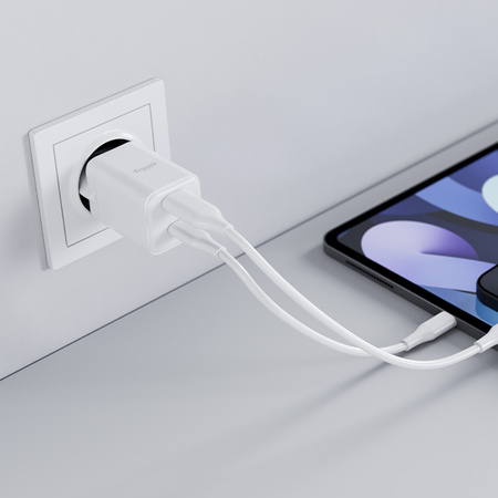 Allity ładowarka sieciowa GaN PD QC ATC-01-30WAC 1x USB-C 1x USB-A 30W biała