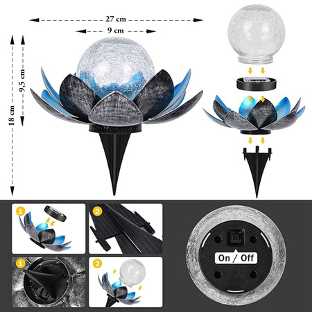 Lampa solarna LED SUNARI FLS-70 Kwiat Lotosu niebieski 3000K 600mAh Ni-MH Forever Light