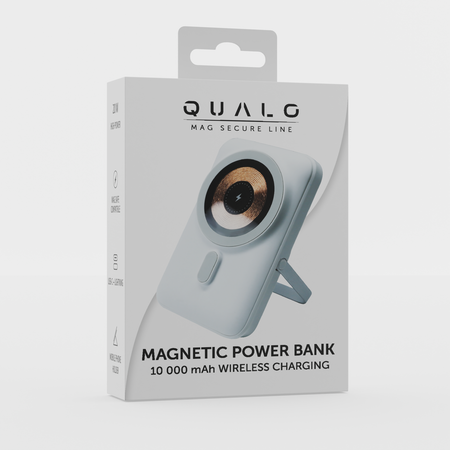 QUALO MagSafe power bank 10000 mAh z LED i podstawką biały QMPB5-LD-00
