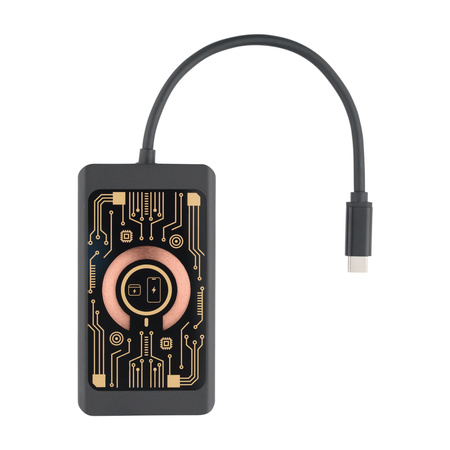 QUALO Transparentny HUB z funkcją ładowarki indukcyjnej szary QTPB5-HUB-18